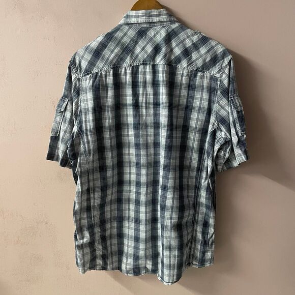 INC International Concepts Men’s Cream & Blue Plaid Button Down Shirt Sz L EUC - Picture 12 of 12